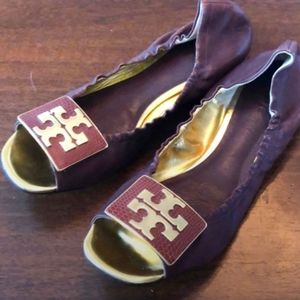 Tory Burch Open Toe Ballet Flats